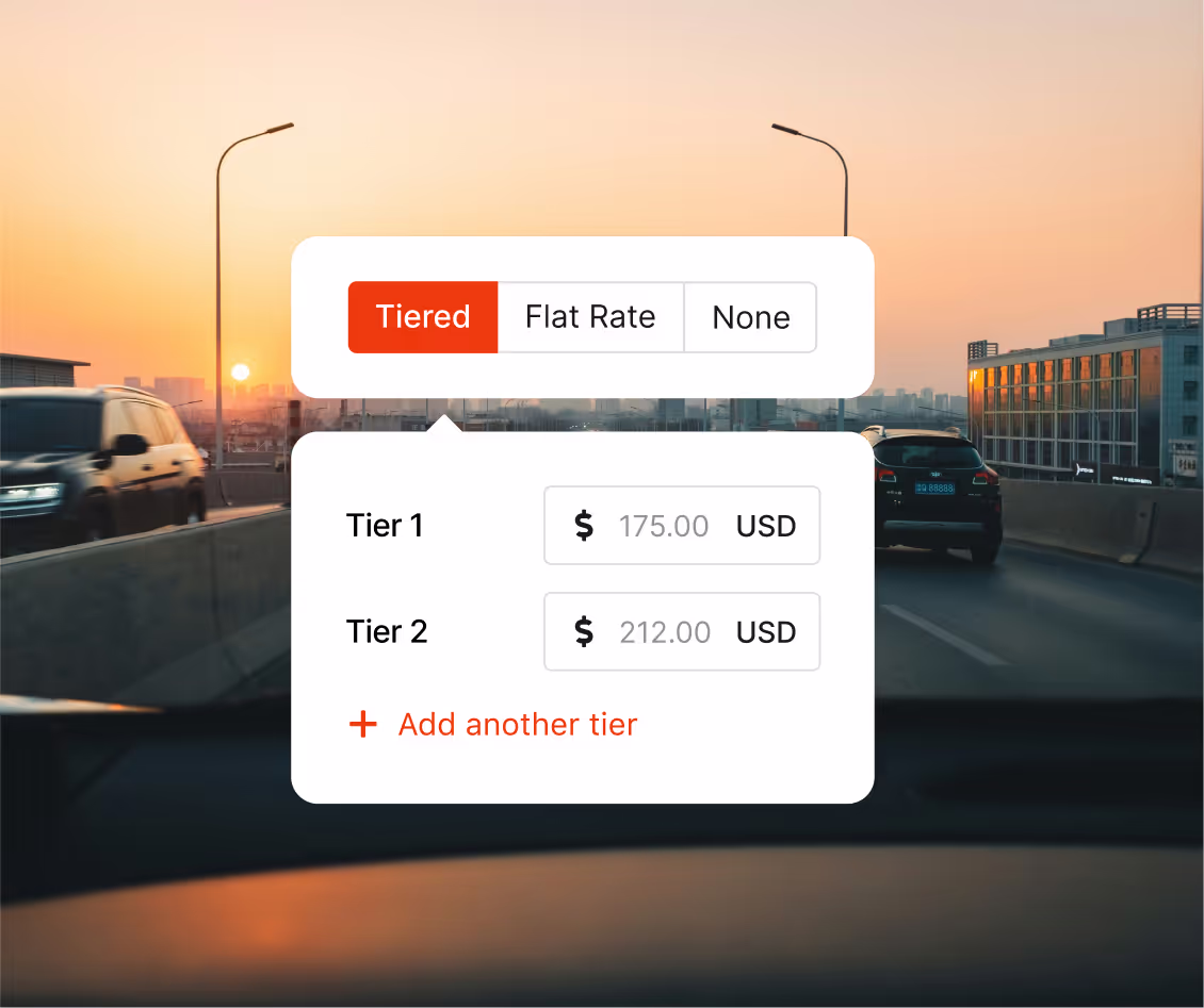 Travel policies element on top of an image of a road 