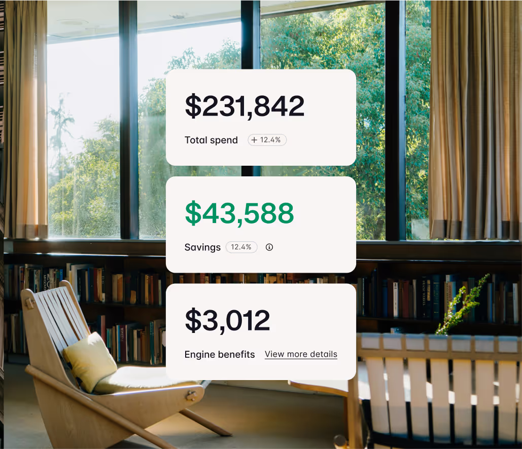 A set of reports layered over a hotel image