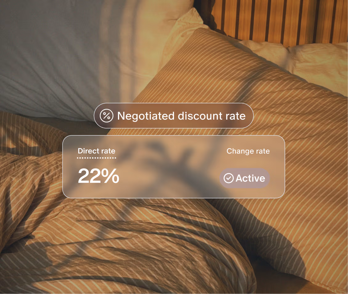 Flexible rates in the foreground and a bed in the background